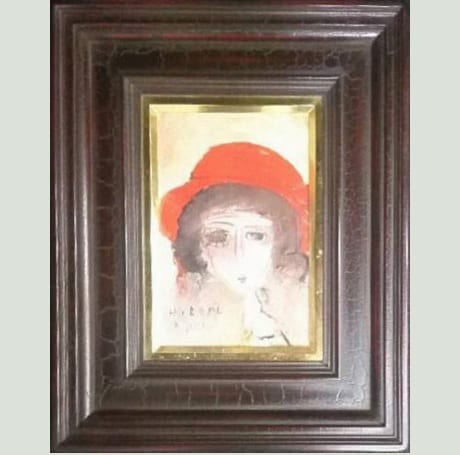 高塚 省吾、絹のスカーフ、美人画、希少画集作品より、 静まり 新品額付