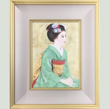定番清水連三　舞妓　油彩　美術品　日本美術　額縁　絵画　人物画　女性画　着物女性　日本文化　　美人画 E16 人物画