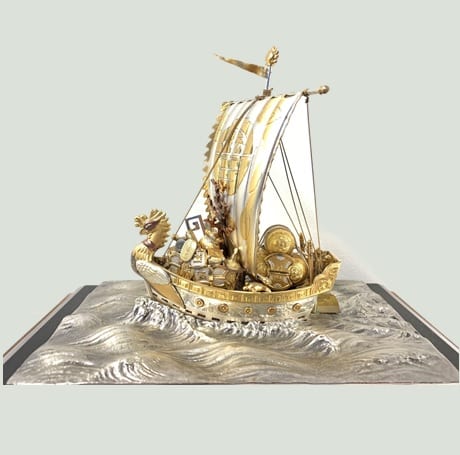 武比古の銀製宝船を買取しました｜【公式】美術品・絵画買取センター