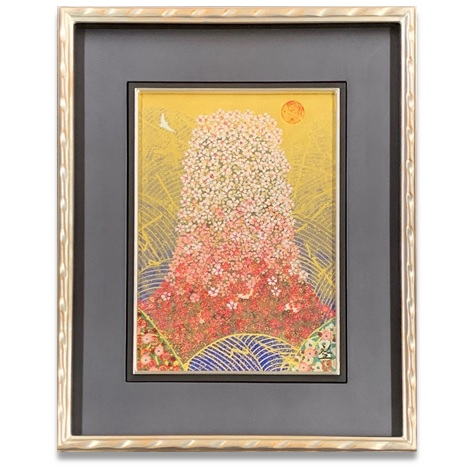【お得】・作者名：平松　礼二　・画題：富士と桜　・技法：日本画（複製）　　　　　　　・B-1ーR4-5-19ー15.8 自然、風景画