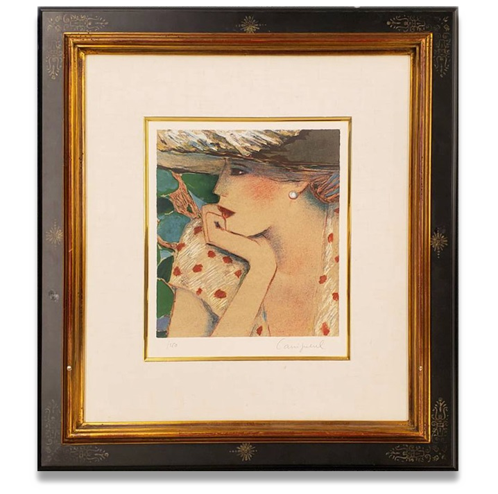 カシニョール、アトリエのモデル、希少な額装用画集より、新品高級額装  